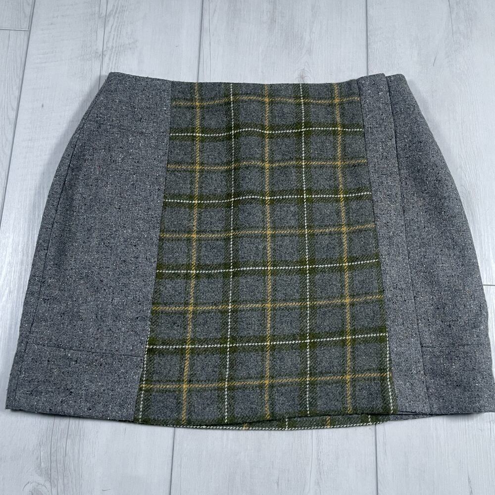 Banana Republic Skirt 10 Plaid Panel A Line Mini Wool Blend Tweed Zip Academia